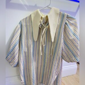 SOLD Striped Shirt with Unique Collar